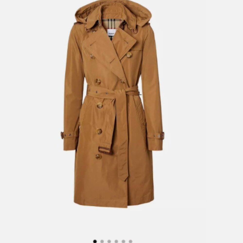 NWT Authentic Burberry Kensington Belted Logo Trench Coat Camel Size 0